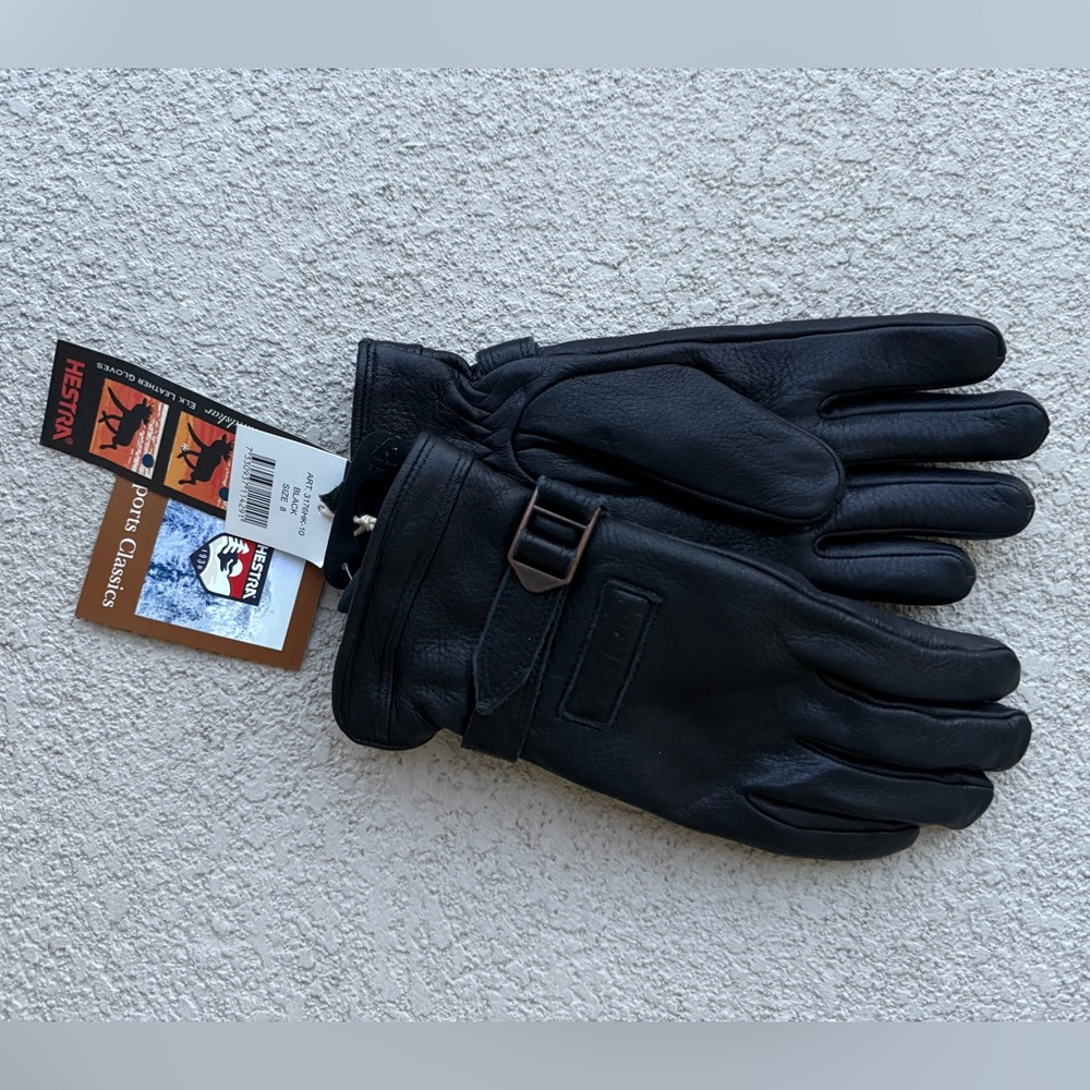 Hestra Black Rättvik Elk Leather Gloves 3176HK-10 Men's New With Tags sz 10 - Picture 3 of 12